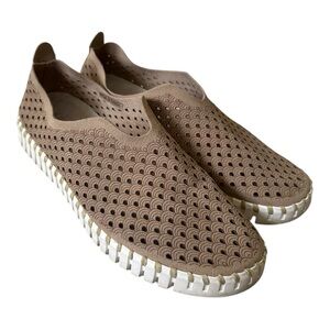Ilse Jacobsen Hornbaek Tulip Perforated Slip on Loafers Shoes Tan Size 38 7.5-8